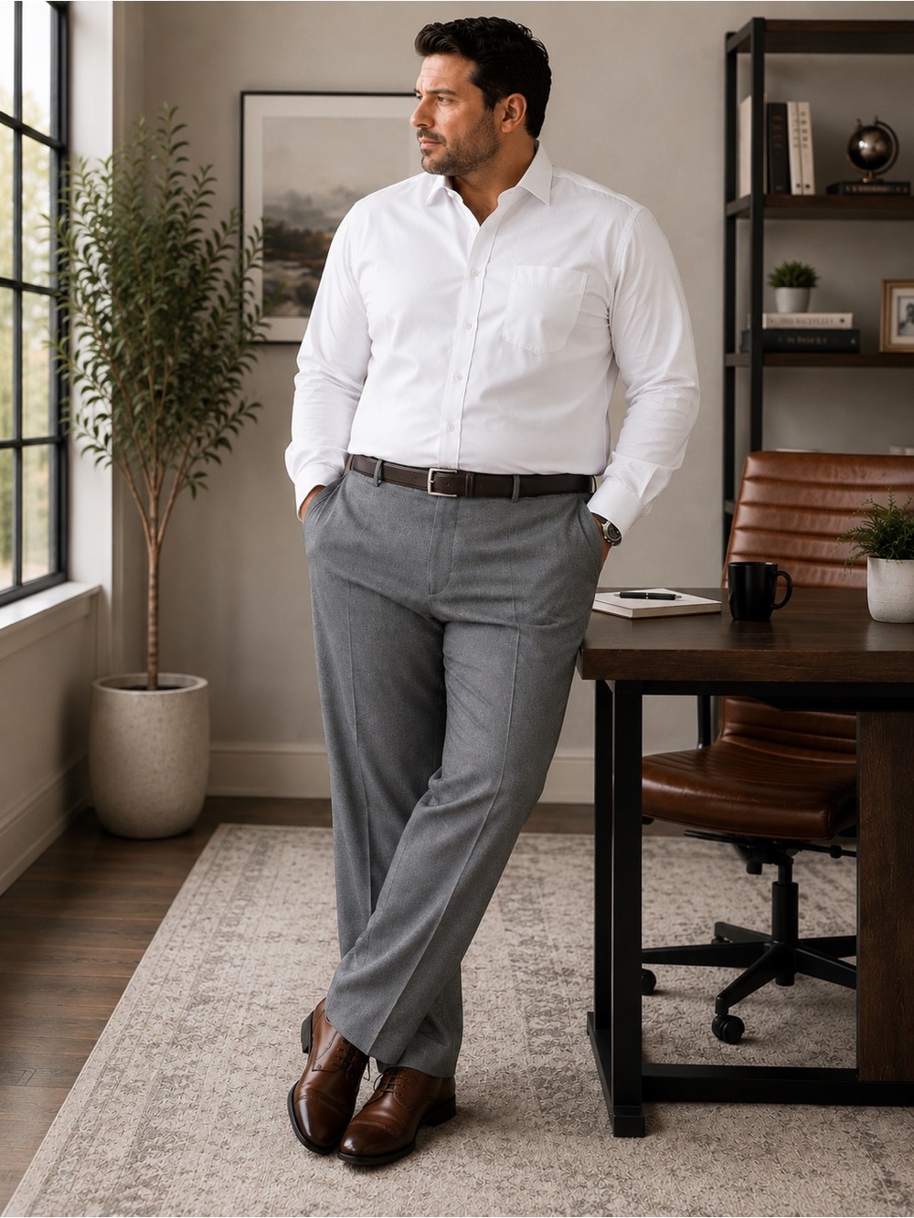 Lauren Ralph Lauren Gray Dress Pants Mens 40x32 Classic Flat Front Stretch